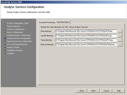 Data Directories for Analysis Services Configuration