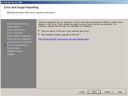 Error and Usage Reporting