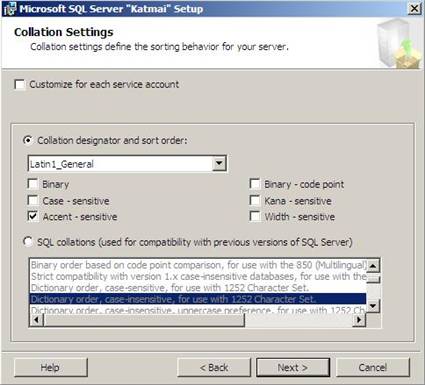 Collation Settings