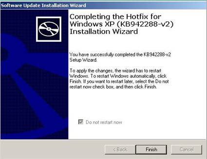 KB942288-v2 Installation Completing