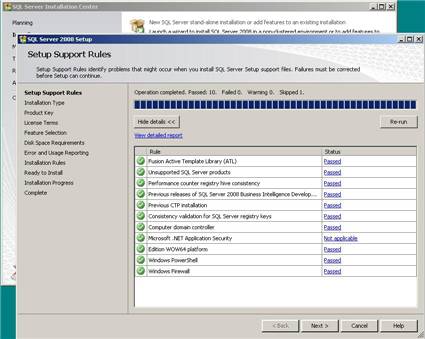 Setup Support Rules identify problems