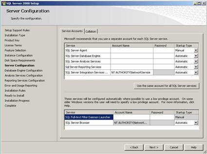 Server Configuration Step