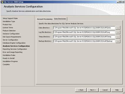 Analysis Services Data Directories