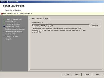 Server Configuration Collation