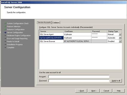 SQL2008 Service Accounts