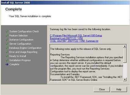 SQL Server 2008 Summary Log