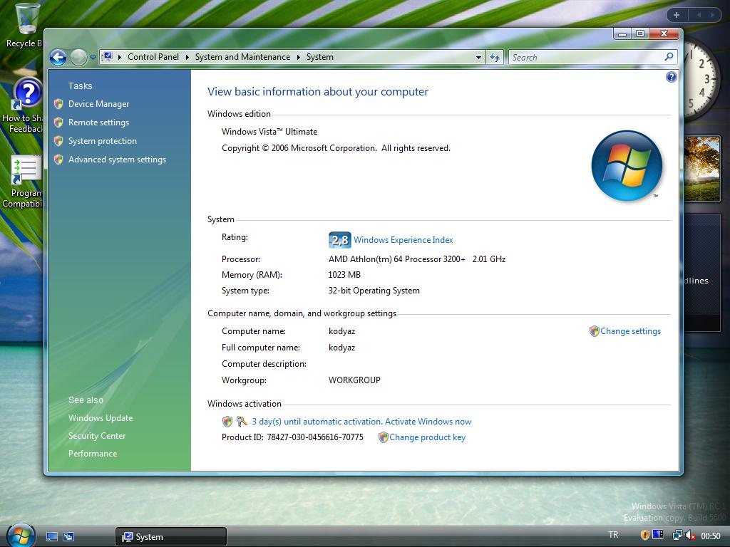 Windows Vista Ultimate Edition RC1 Screenshots