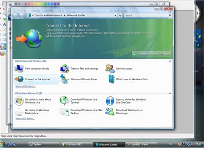 Welcome Center and Connect to the Internet