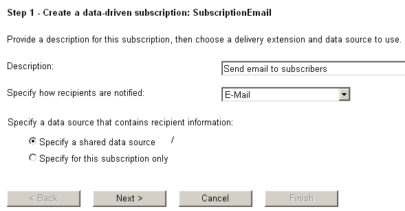 Data-driven subscription name and report delivery method