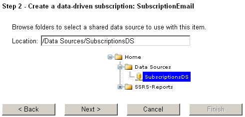 choose shared data source object