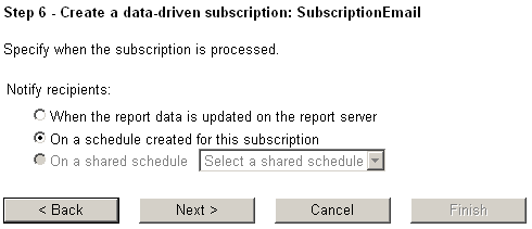 Reporting Services subscription process schedule