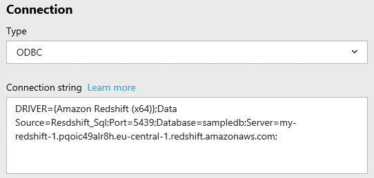 Redshift ODBC connection string on Reporting Services