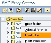 add new folder into SAP Favorites menu
