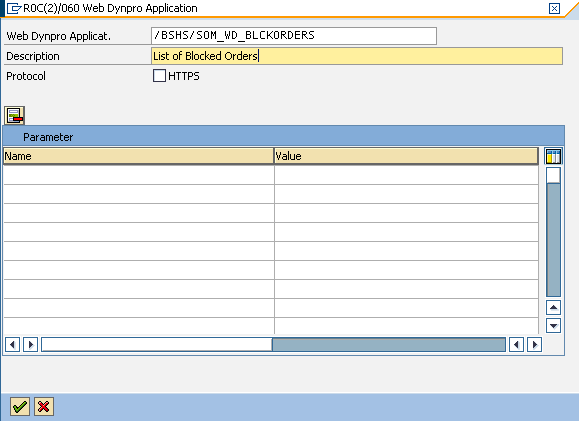 add WebDynpro Application URL address