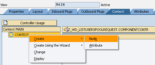 create new context node in Webdynpro component