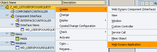 create Web Dynpro application