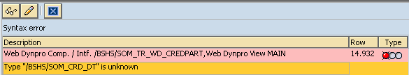syntax error unknown type in Web Dynpro component