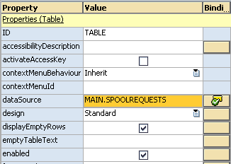 dataSource property of the Table user interface element