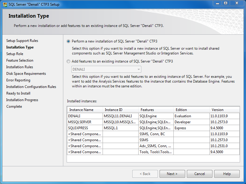 SQL Server 2012 Installation Type