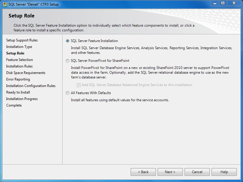 SQL Server 2012 Setup Roles