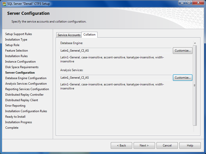 SQLServer Collation configuration