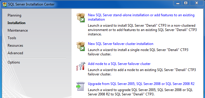 Stand-alone SQL Server installation