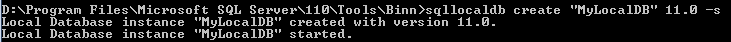 SQL Server Express LocalDB instance creation