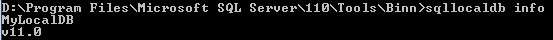 SQLLocalDB Info command for list