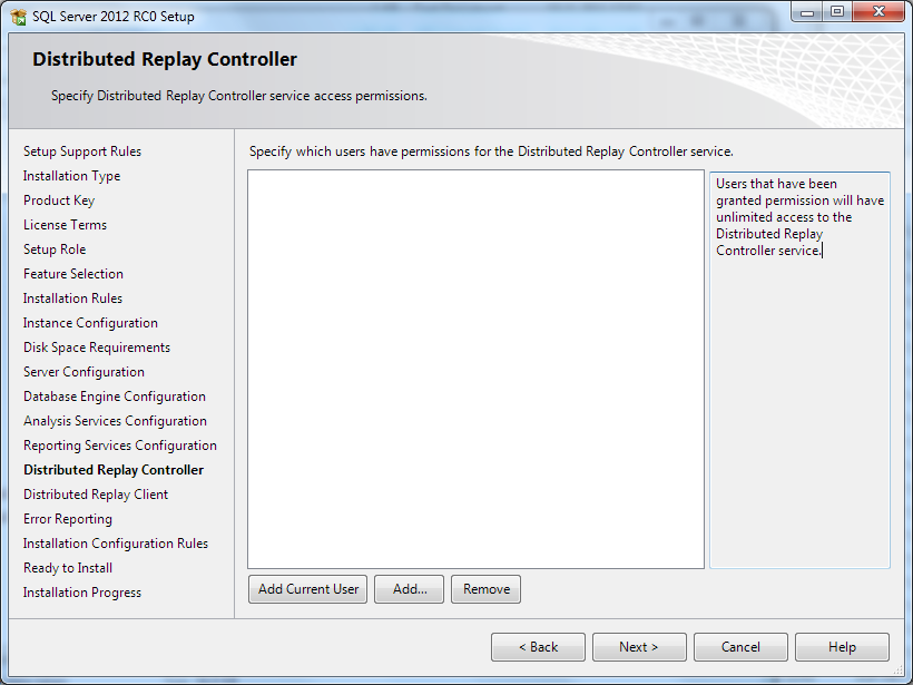 error code 0x85640004 during SQL Server Distributed Replay Controller Service access permissions