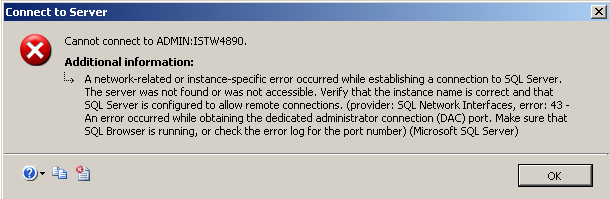 Admin connected. Failed login SQL. But then an Error occurred during the login. SQL Server login failed for user Laravel. The login is from an Untrusted domain and cannot be used with Windows authentication.