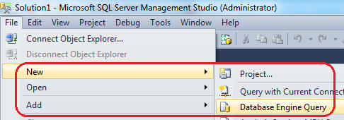 New Database Engine Query window for SQL Server DAC connection