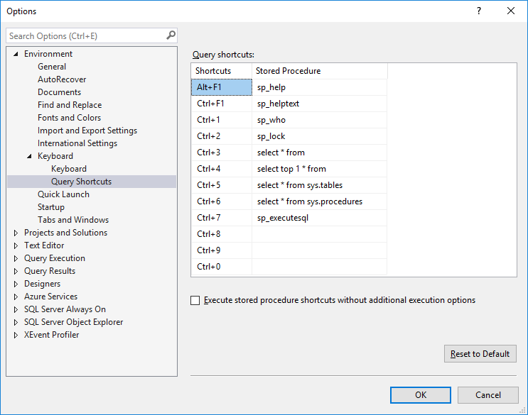 SQL Server keyboard query shortcuts