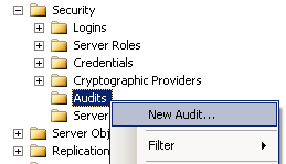 create new SQL Server Audit