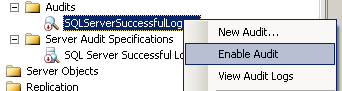 enable Audit in SQL Server Management Studio