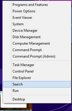 hidden Windows 8 menu for Control Panel, System and Search, etc.