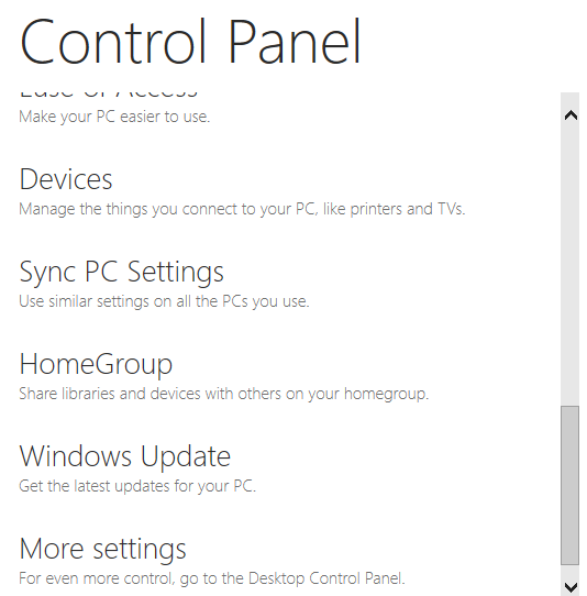 switch from Windows 8 Control Panel to desktop Control Panel